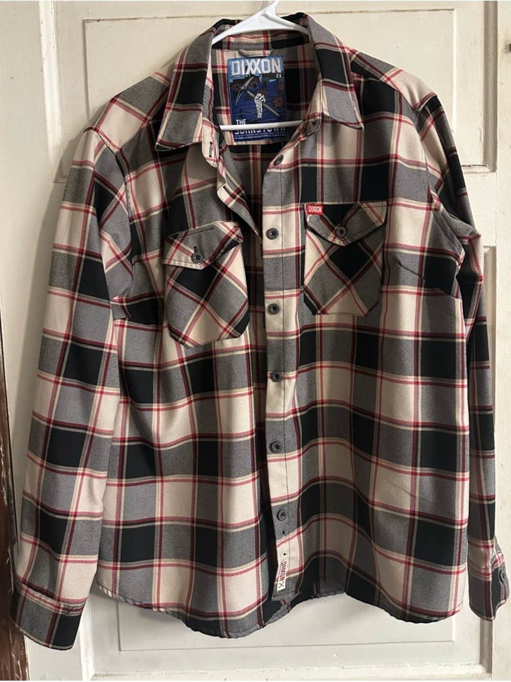 DIXXON  Women’s Cream & Black Plaid Flannel Shirt